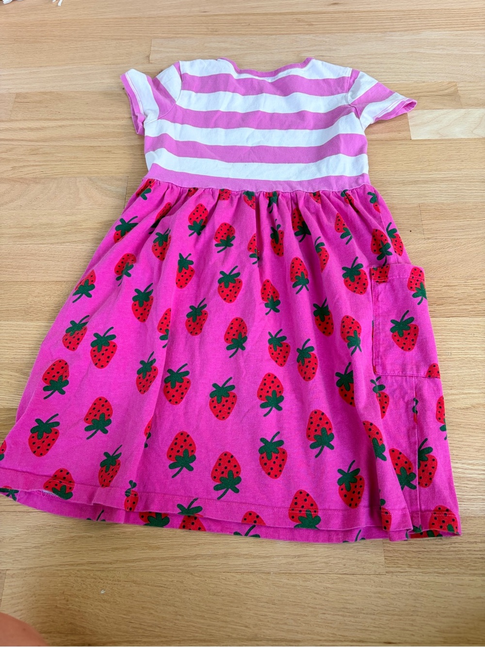 Hanna Andersson Strawberry Mixie Pocket Dress Pink Girls Size 8 130 - Picture 4 of 4